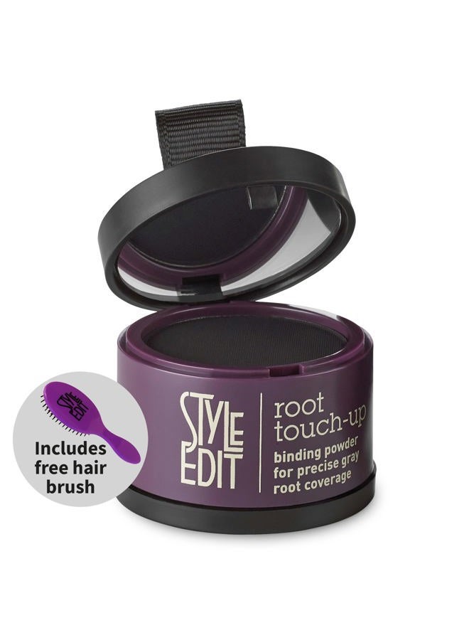 Style Edit Root Touch Up Powder by | Root Cover Up Hair Color for Gray Hair Coverage | Root Concealer for Black Hair | Mineral Infused Binding Hairline Powder | Free Brush Included – Mini Hair Brush - Image 1