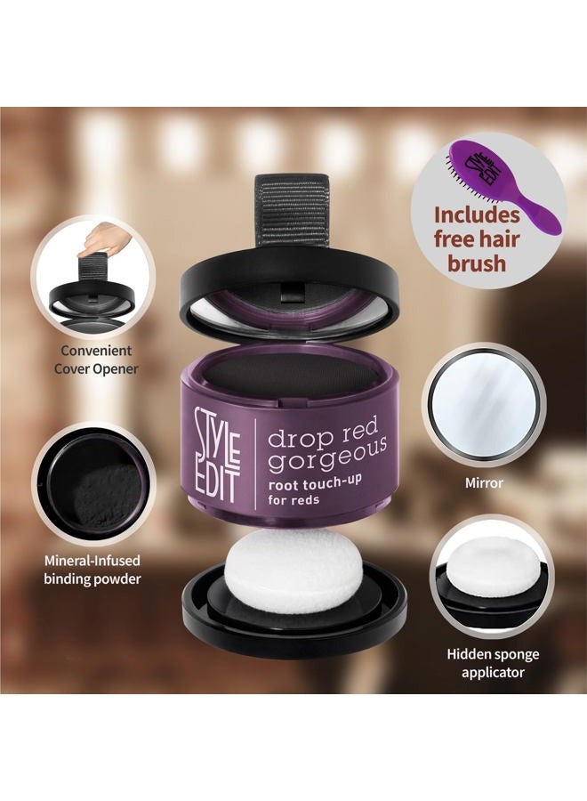 Style Edit Root Touch Up Powder by | Root Cover Up Hair Color for Gray Hair Coverage | Root Concealer for Black Hair | Mineral Infused Binding Hairline Powder | Free Brush Included – Mini Hair Brush - Image 3