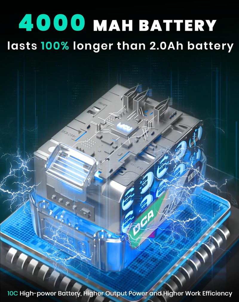 دي سي أيه مفتاح ربط تأثير بدون فرشاة DCA 20 فولت مع بطارية 4.0 أمبير في الساعة، حلقة خنزير 1/2 بوصة، مسدس تأثير لاسلكي 235 قدم رطل، عزم دوران عالٍ، مفتاح طاقة 4 أوضاع للسيارات وDIY - Image 5
