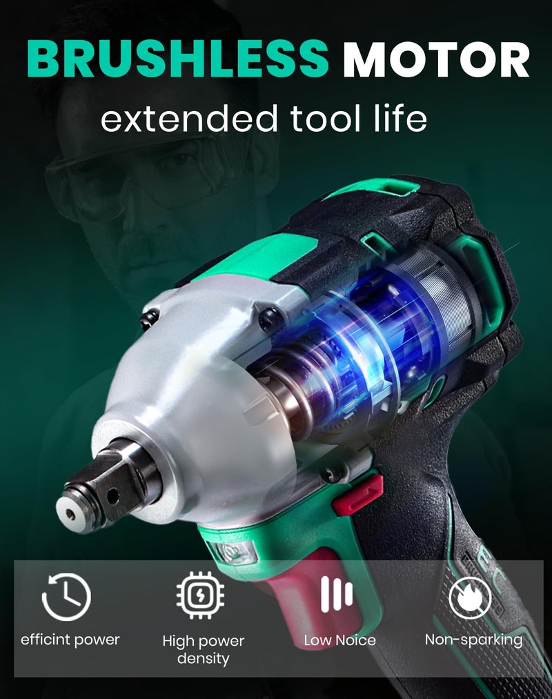 دي سي أيه مفتاح ربط تأثير بدون فرشاة DCA 20 فولت مع بطارية 4.0 أمبير في الساعة، حلقة خنزير 1/2 بوصة، مسدس تأثير لاسلكي 235 قدم رطل، عزم دوران عالٍ، مفتاح طاقة 4 أوضاع للسيارات وDIY - Image 2