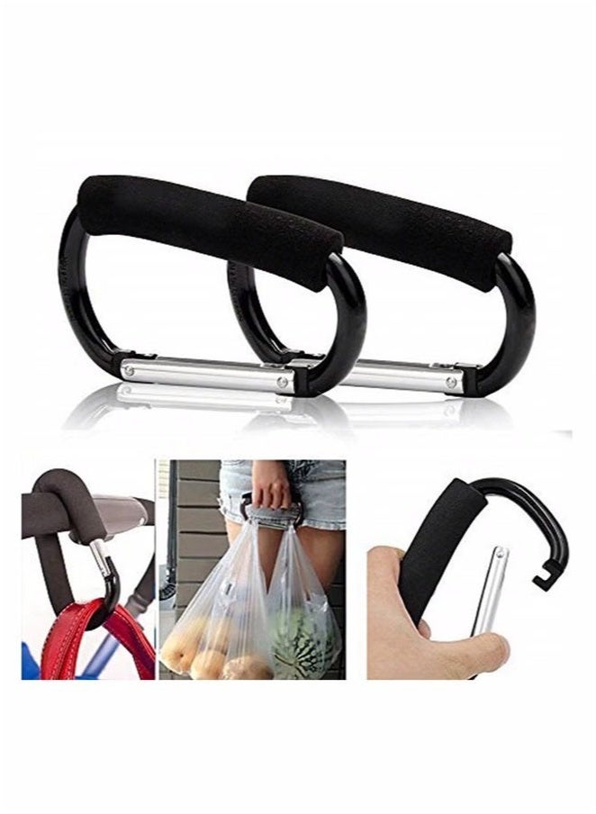 2PCS Shopping Bag Holder Handle Carrier Tool Multi Purpose Snap Hook Stroller Hook Set Organizer Accessories with Soft Foam Grip for Hanging  - Image 1