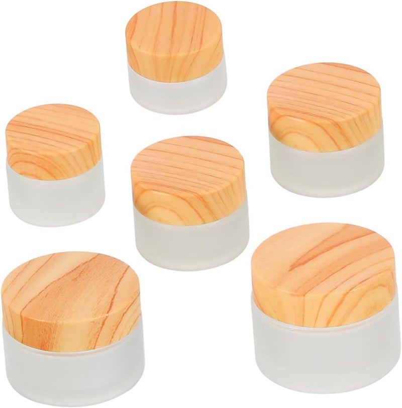 6pcs Frosted Glass Cream Jars Set, Empty Face Cream Containers with Lids, 10g 20g 30g Travel Storage Bottles for Cosmetics and Skincare Sub Packaging - Image 1
