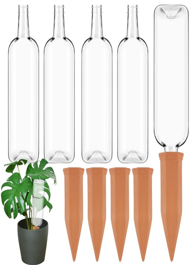 تينسكي ٨ قطع من أدوات ري النباتات، تتضمن أوتاد ري ذاتية من الطين وزجاجات بلاستيكية، نظام ري أوتوماتيكي بطيء الإطلاق، مناسب للاستخدام الداخلي والخارجي في المنزل وأثناء العطلات. - Image 1