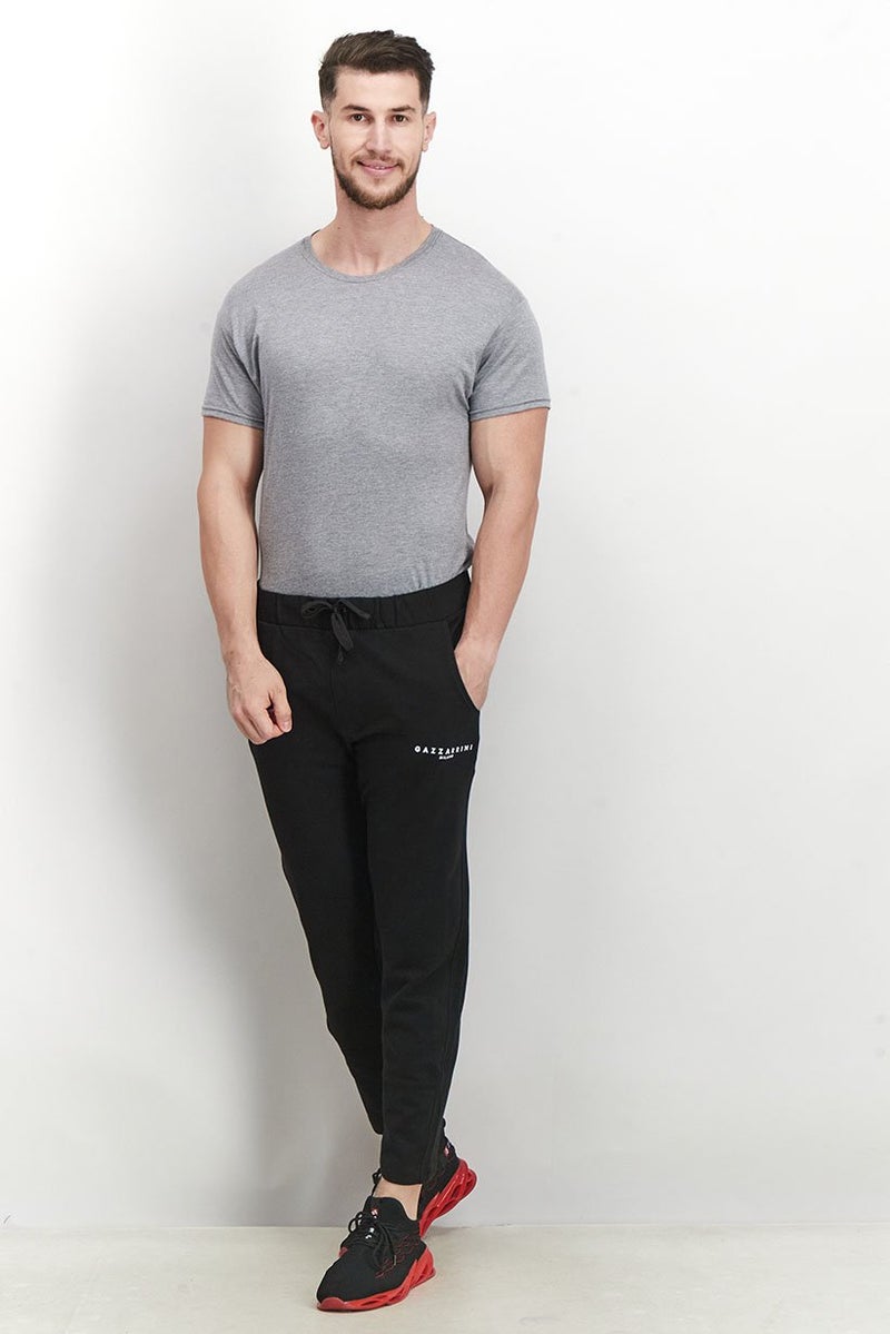 Gazzarrini Men Regular Fit Drawstring Printed Pants, Black - Image 3