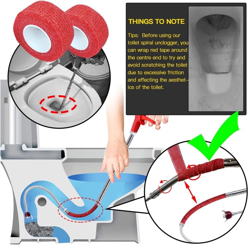 51 Inch Toilet Snake Drain Auger Cleaner Tool, Plumbing Snake for Stainless Steel Telescoping Toilet Auger Grabber Tool with Claw Picker Toilet Snake for Grab/Unclog Block - Image 3