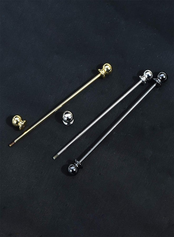 VVCome 3PCS Classic Ball Head Brass Shirt Collar Bar Tie Pins Set for Men Wedding Business with Gift Box (Barbell Head) - Image 4