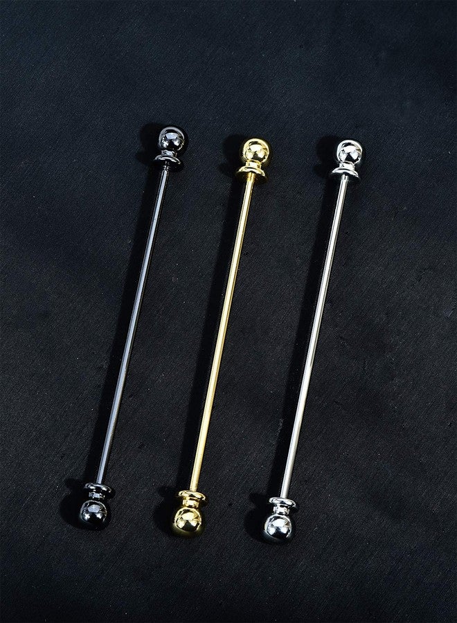VVCome 3PCS Classic Ball Head Brass Shirt Collar Bar Tie Pins Set for Men Wedding Business with Gift Box (Barbell Head) - Image 3