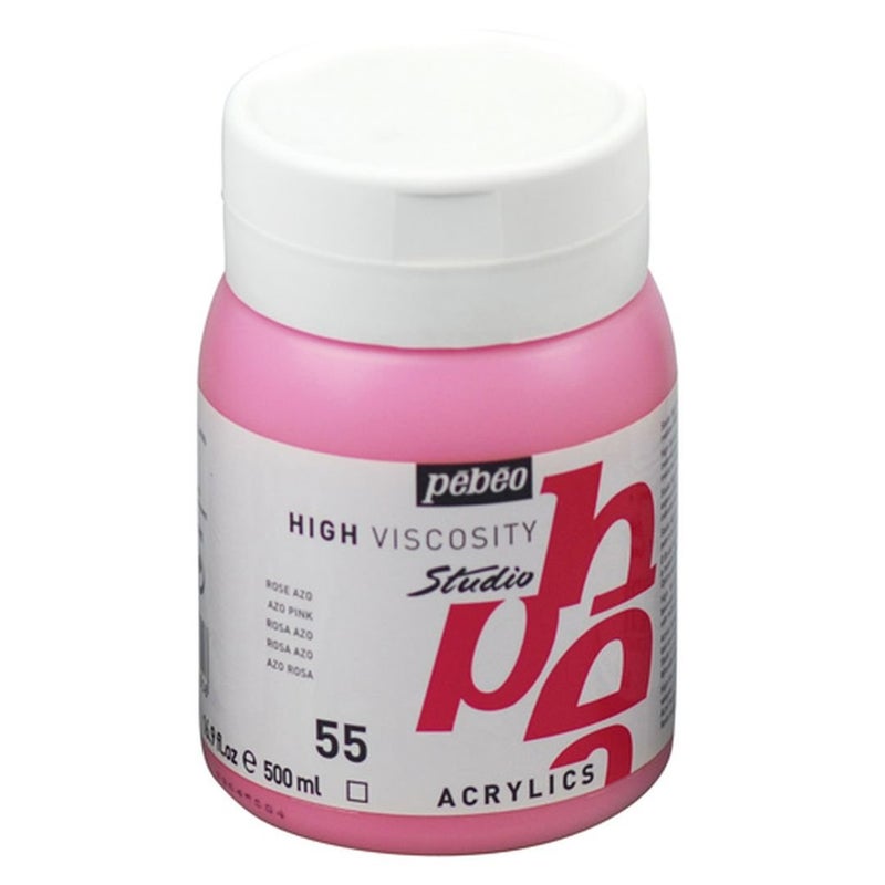 PEBEO High Viscosity Studio Acrylics - AZO Pink (55) - Jar of 500 ML - Image 1