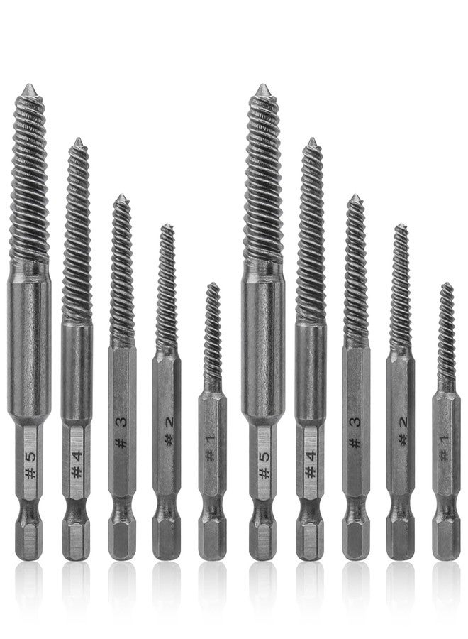 Mesee 10 Pieces Damaged Screw Remover and Extractor Set 1/4 Inch Hex Shank Broken Screw Extractor Drill Bit Screws Bolts Quick Stripped Removal Tool - Image 1