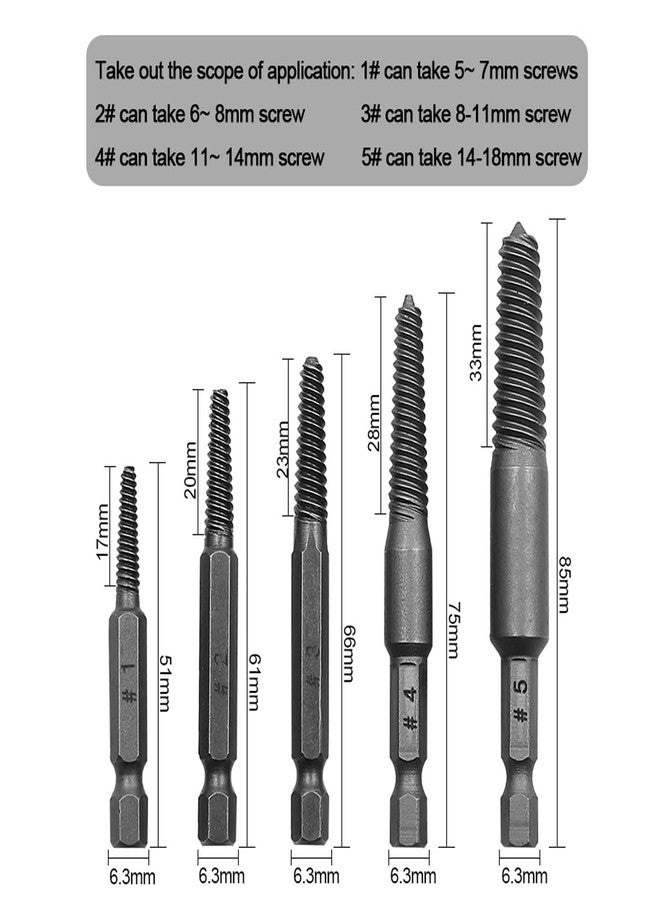 Mesee 10 Pieces Damaged Screw Remover and Extractor Set 1/4 Inch Hex Shank Broken Screw Extractor Drill Bit Screws Bolts Quick Stripped Removal Tool - Image 3