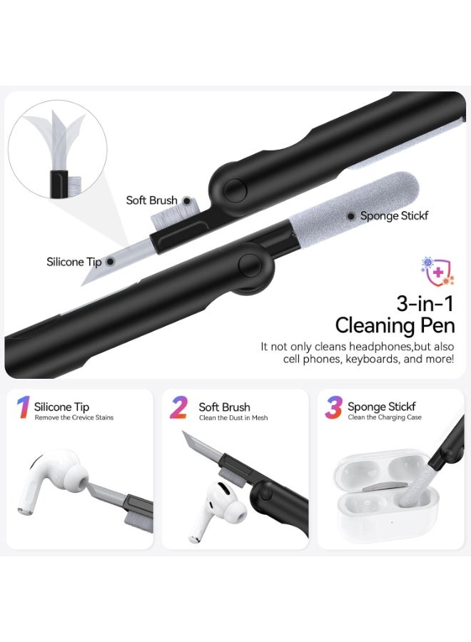 غطاء حماية لسماعات AirPods Pro 3، يأتي مع مجموعة قلم تنظيف، غطاء حماية قابل للقفل لسماعات AirPods Pro 3، غطاء صلب مقاوم للصدمات بمعيار عسكري، مع سلسلة مفاتيح، متوافق مع AirPods Pro 3 2025 (أسود) - Image 2