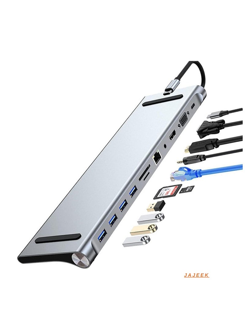 11-in-1 USB C Docking Station with 4K HDMI, VGA, SD/TF Card Reader, 4 USB 3.0 Ports, RJ45 Ethernet – MacBook, Mac Pro, iMac & More – Multi-Port Adapter for Enhanced Productivity & Seamless Connectivity - pzsku/Z3E4707E629A9CCB495BCZ/45/_/1736244401/eb330d49-4079-4b32-92e0-cf0b2ada6314