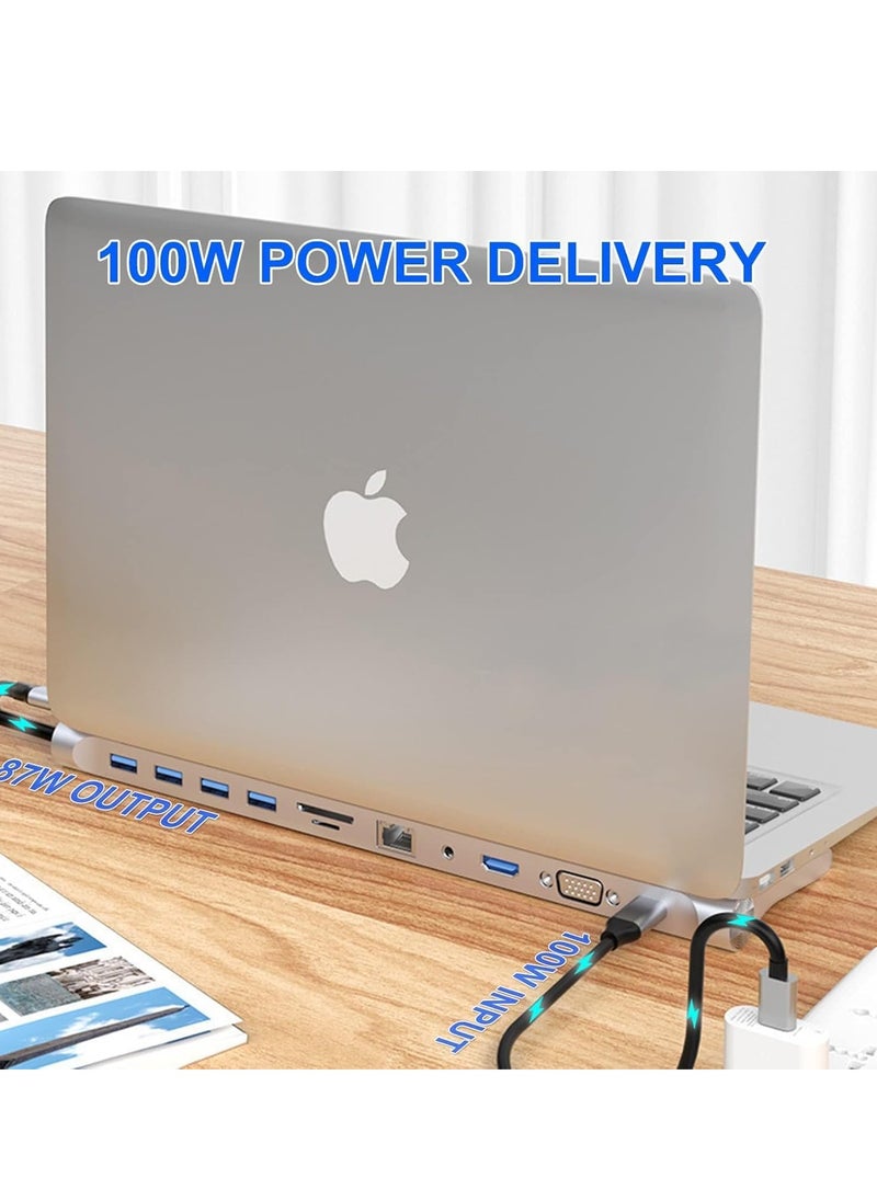 JAJEEK 11-in-1 USB C Docking Station with 4K HDMI, VGA, SD/TF Card Reader, 4 USB 3.0 Ports, RJ45 Ethernet – MacBook, Mac Pro, iMac & More – Multi-Port Adapter for Enhanced Productivity & Seamless Connectivity  - Image 3