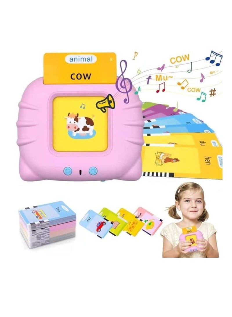 ELTRAZONE Talking Flash Cards Learning Toys for Kids with English and Arabic Pronunciation, Educational Toddlers Toys Reading Machine with 224 Sight Words, Preschool Montessori Toys. (PINK) - Image 1