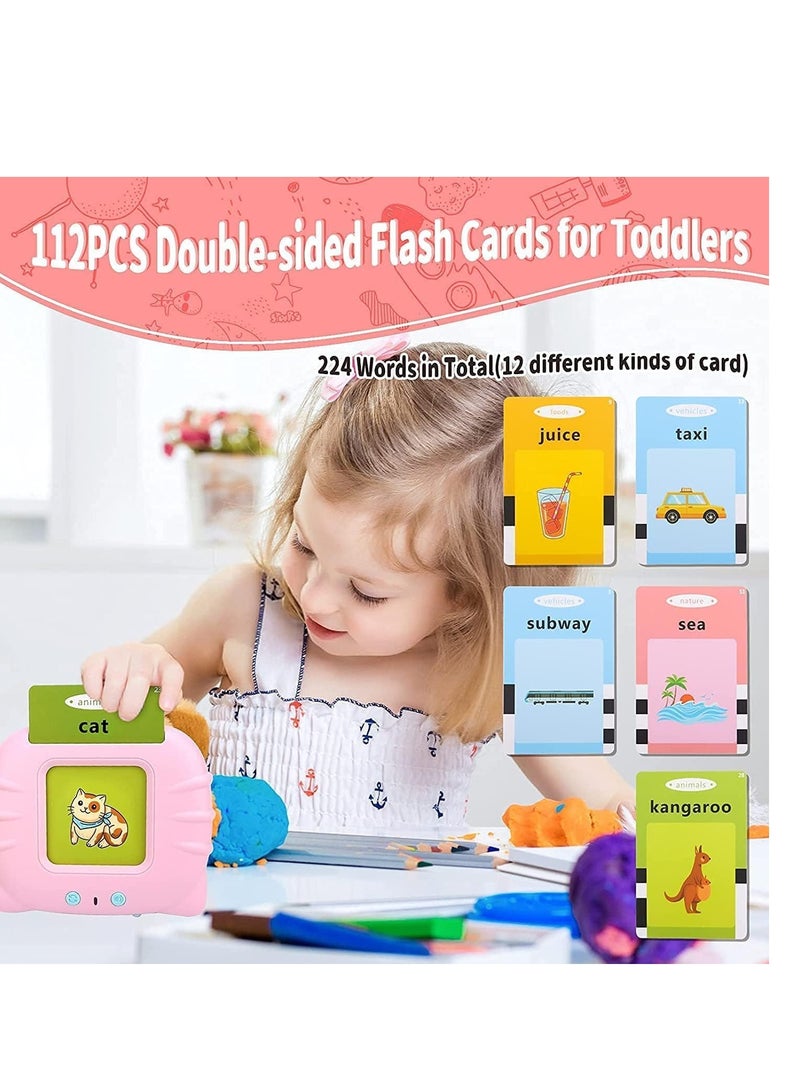 ELTRAZONE Talking Flash Cards Learning Toys for Kids with English and Arabic Pronunciation, Educational Toddlers Toys Reading Machine with 224 Sight Words, Preschool Montessori Toys. (PINK) - Image 2