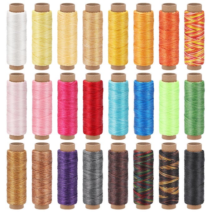 24 COLORS LEATHER THREAD WAXED THREAD FOR HAND SEWING POLYESTER LEATHER SEWING THREADS DIY BRACELETS BOOKBINDING