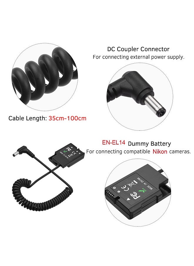 ANDOER - EP-5A EN-EL14 Dummy Battery Pack DC Coupler Connector Spring Cable Battery Replacement for Nikon D3100 D3200 D3300 D3400 D3500 D5100 D5200 D5300 D5500 Cameras - Image 1