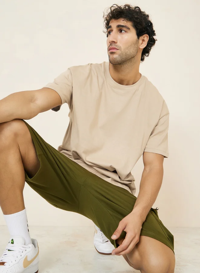ستايلي Styli Basic Crew Neck Oversized T-Shirt
