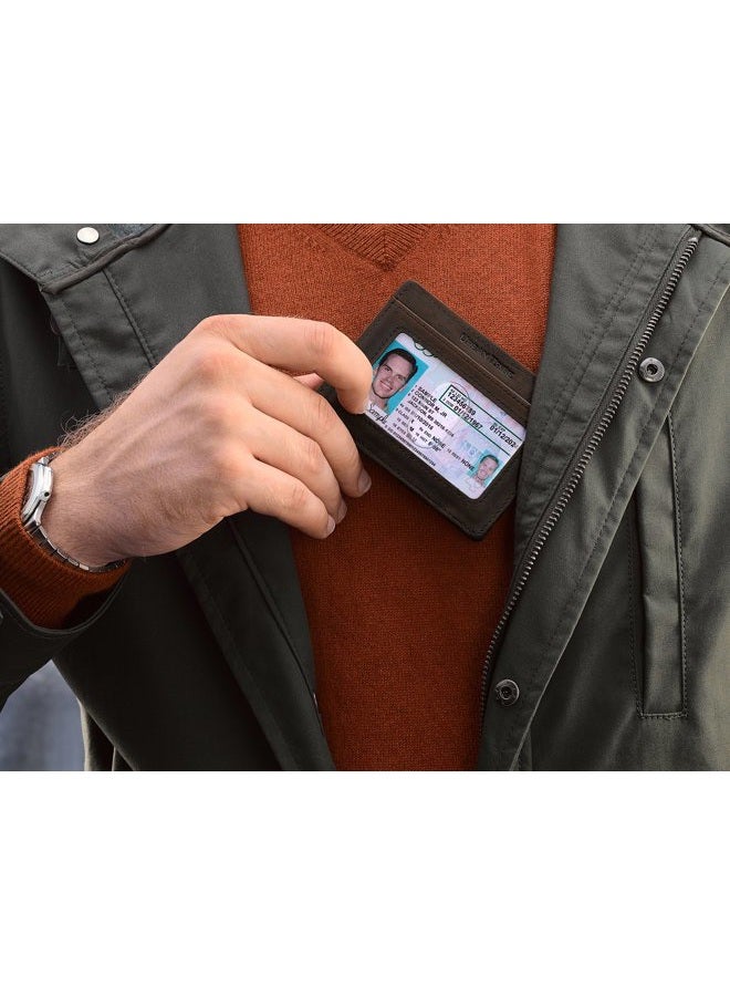 URBAN TRIBE Compact RFID Sleeve Wallet Premium Leather Minimalist Money Clip Card Holder 10 Cards, Texas Brown, Slim - Image 4