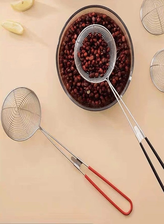 Ragyzity Hot Pot Strainer Spoons, Skimmer Slotted Scoop for Boba Pearls, Stainless Steel Spider Strainer with Handle, Mini Wire Mesh Colander for Cooking (2.5inch, Red) - Image 5