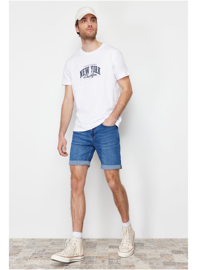 trendyol - Medium Blue Men's Skinny Fit Denim Shorts - Image 1