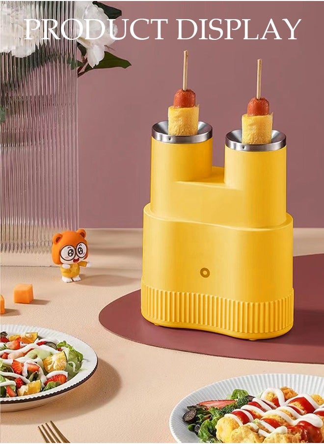 DUNISO - 2 Tube small-scale Electric Egg Roll Maker，Full automatic egg rolls breakfast machine，easy to clean，Can be used to make egg rolls, egg sausage and fried egg， for Home Kitchens - Image 1