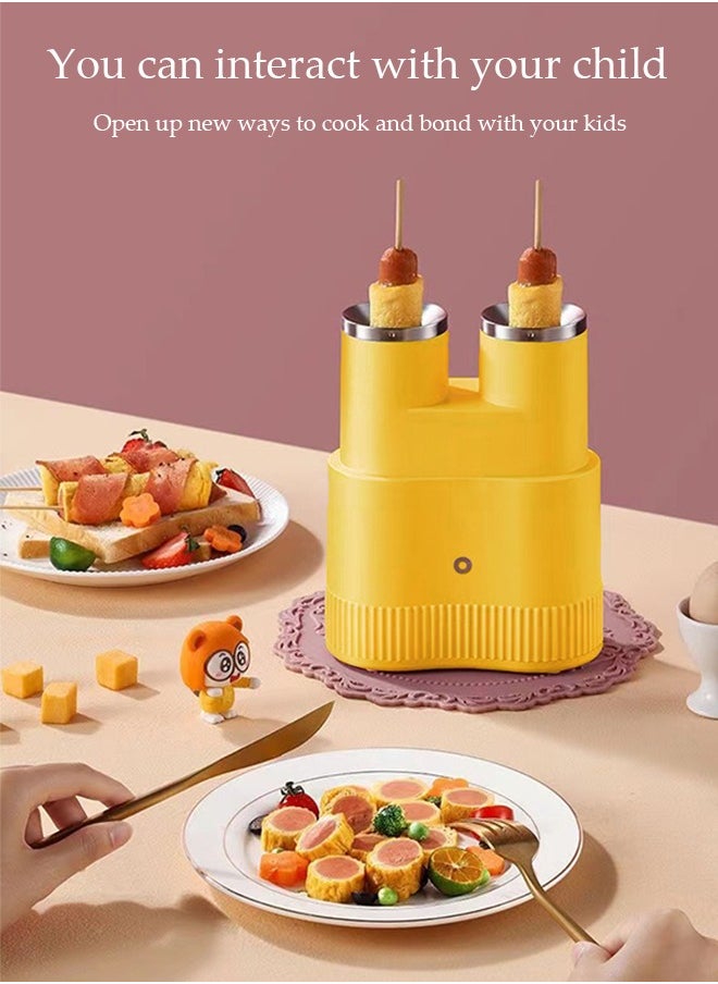 DUNISO - 2 Tube small-scale Electric Egg Roll Maker，Full automatic egg rolls breakfast machine，easy to clean，Can be used to make egg rolls, egg sausage and fried egg， for Home Kitchens - Image 1
