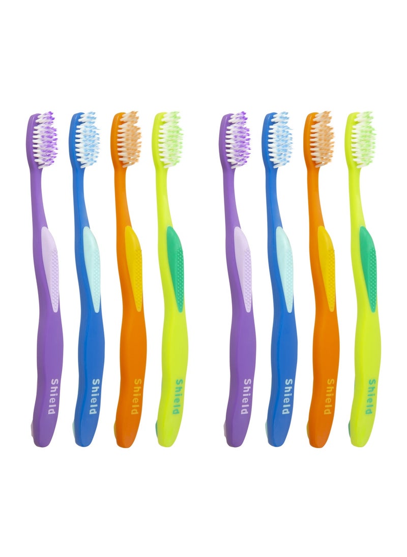 Shield Care Shield Care Soft-Tip Toothbrush Kinder to Your Teeth (Expert Care - Super Soft Tip) - Adult Toothbrush, 4 Colors - 8 Count (Pack of 1)  - Image 1