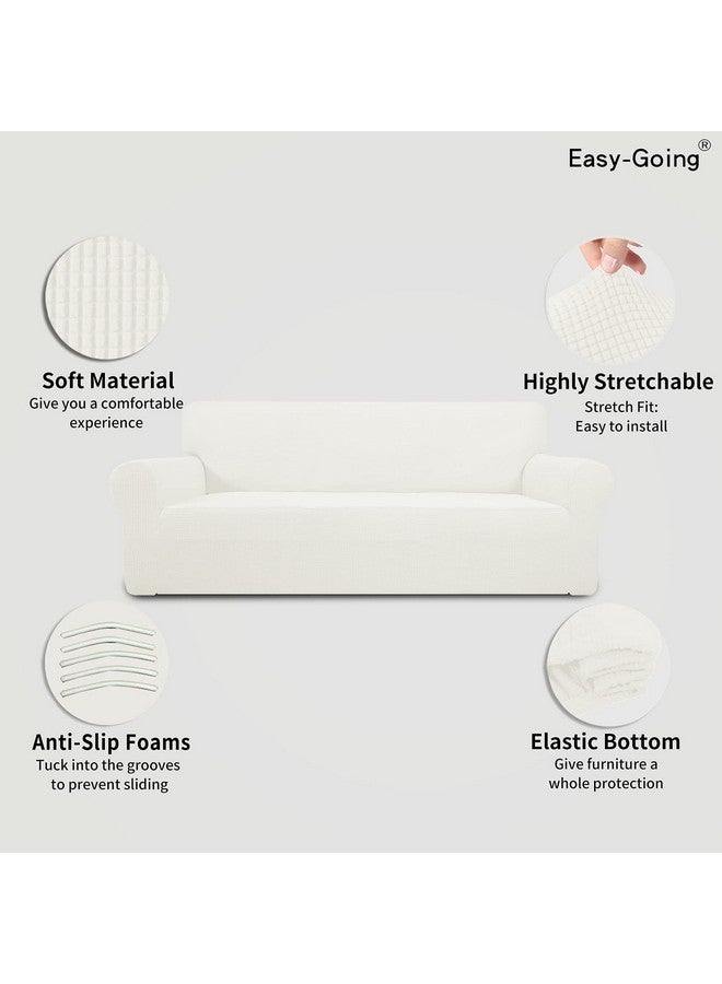 Easy-Going Easy-Going Stretch Oversized Sofa Slipcover 1-Piece Sofa Cover Furniture Protector Couch Soft with Elastic Bottom for Kids, Polyester Spandex Jacquard Fabric Small Checks Cream  - Image 2