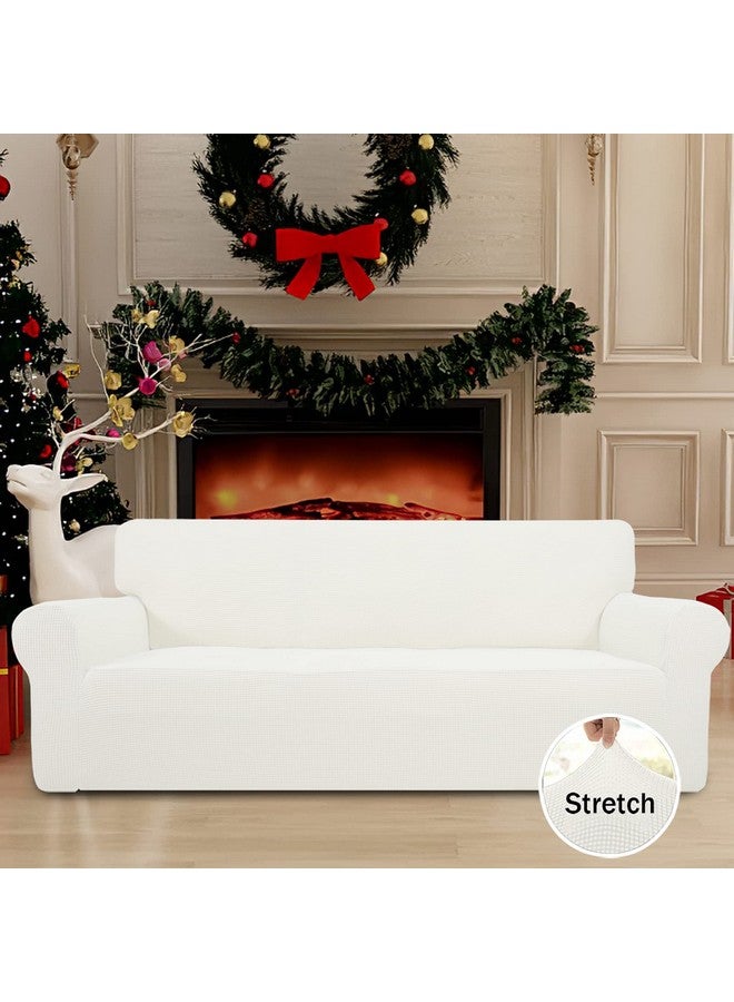 Easy-Going Easy-Going Stretch Oversized Sofa Slipcover 1-Piece Sofa Cover Furniture Protector Couch Soft with Elastic Bottom for Kids, Polyester Spandex Jacquard Fabric Small Checks Cream  - Image 1