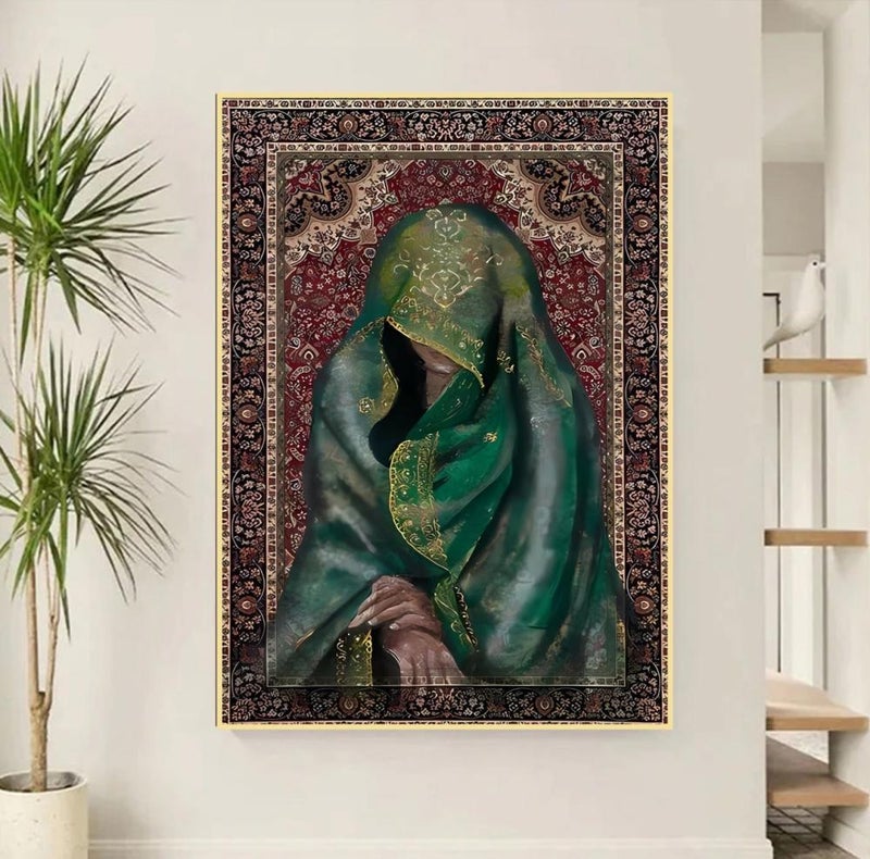 ماركتنا لوحة جدارية قماشية بتصميم فتاة عربية مع برواز مجوف مقاس (60×90) قطعة واحدة - Image 2