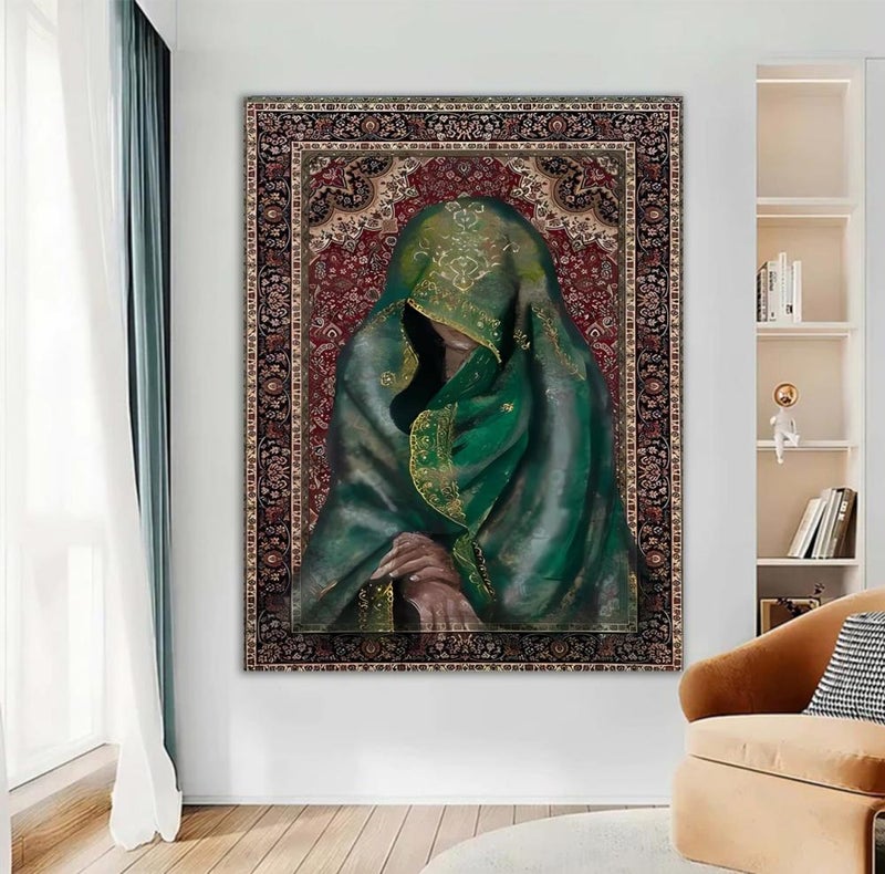 ماركتنا لوحة جدارية قماشية بتصميم فتاة عربية مع برواز مجوف مقاس (60×90) قطعة واحدة - Image 1