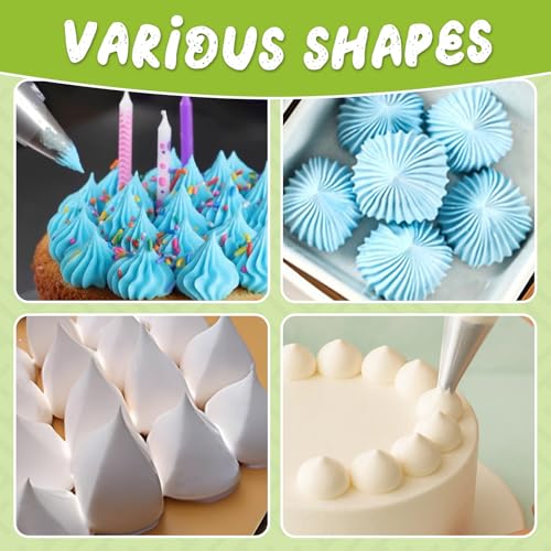 Suuker extra large piping tips set (F02 F06 9FT R22L), stainless steel round piping tip,large star square wide jumbo piping tips,eclair churro meringue for cake cupcake cookie decorating - Image 4