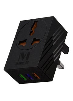 MARVERS Marvers MS TC3112 International Universal Travel Adaptor 3 USB Ports With 6A Quick Charging Black  - Image 1