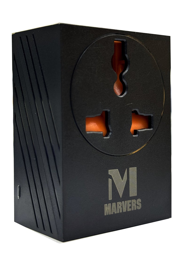 أعجوبة محول السفر العالمي Marvers MS TC3112، 3 منافذ USB مع شحن سريع 6 أمبير، أسود  - Image 2