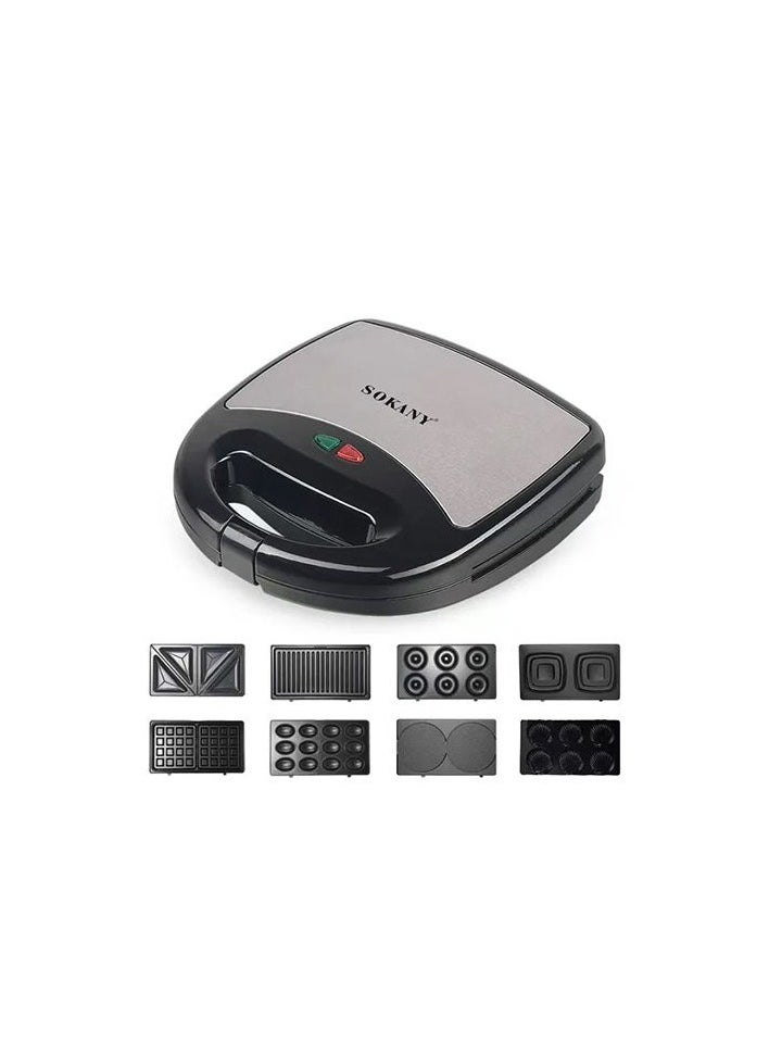 sokany - 8 IN 1 Multifunctional Sandwich Maker(Grill,Sandwich,Toast, Waffle,Donut ...)/Double Side Heating /800W( SK-BBQ-140) - Image 1