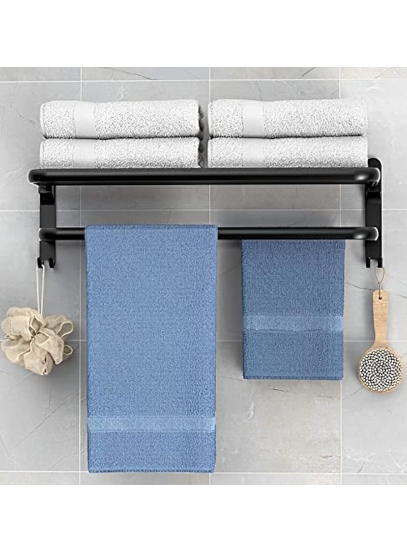 YelaJoy Towel Racks, Dual Folding Towel Rack, Bathroom Towel Rack Wall Mounted, for More Stable Storage, Waterproof & Rustproof Space Aluminum (Black, 60cm) - Image 2