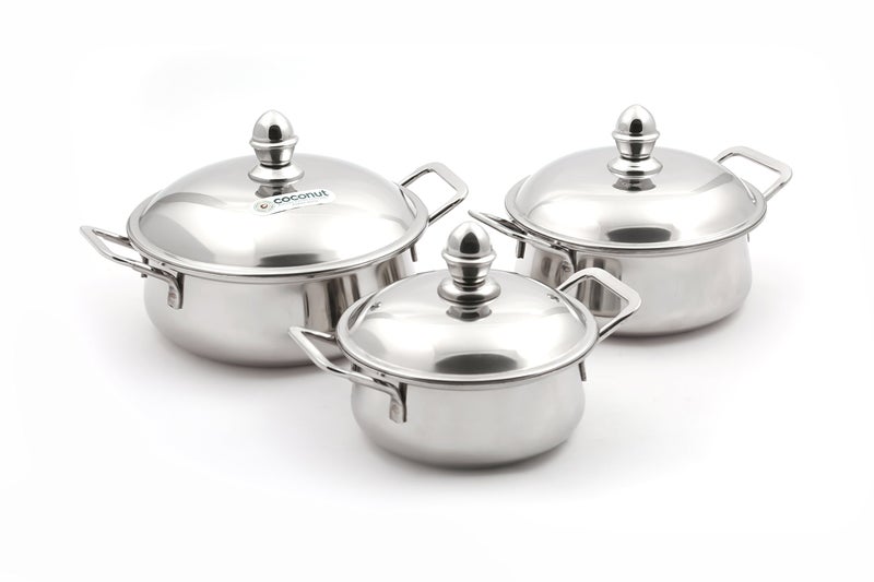 Coconut Diva Polish with Stainless Steel Lid Handi 350 L, 650 L, 1000 L (Stainless Steel) - Image 3