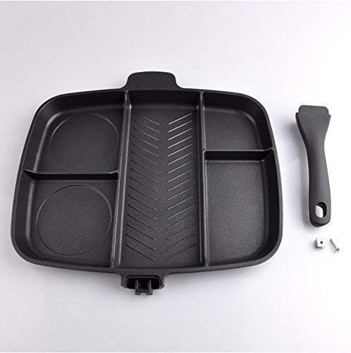 PIHARVA Magic pan Double Sided Magic Frying Pan NonStick 5 in 1 Fry Pan Divided Grill Fry Oven Meal Skillet Non Stick Black - Image 4