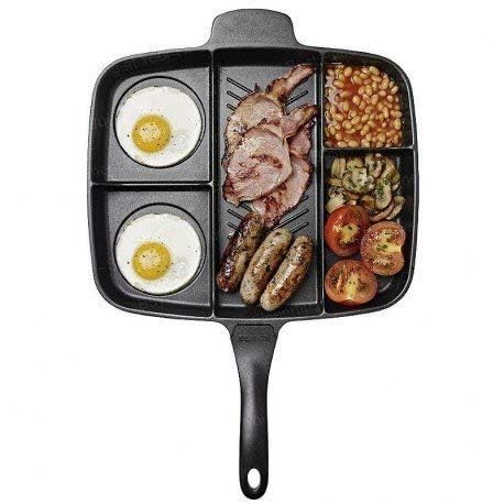 PIHARVA Magic pan Double Sided Magic Frying Pan NonStick 5 in 1 Fry Pan Divided Grill Fry Oven Meal Skillet Non Stick Black - Image 1