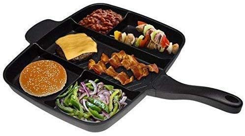 PIHARVA Magic pan Double Sided Magic Frying Pan NonStick 5 in 1 Fry Pan Divided Grill Fry Oven Meal Skillet Non Stick Black - Image 3