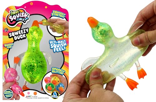 JARU Squishy Glitter Ducks 1 Stretchy Duck Toy Assorted Kids Squishy Fidget Toys Animal Stress Balls Stress Relief Sensory Toys Bulk Party Favors Easter Basket Stuffers 45361s - Image 1