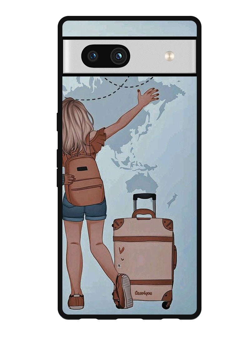 Theodor Protective Case Anti Scratch Shock Proof Bumper Cover For Google Pixel 7a Travel Girl - Image 1