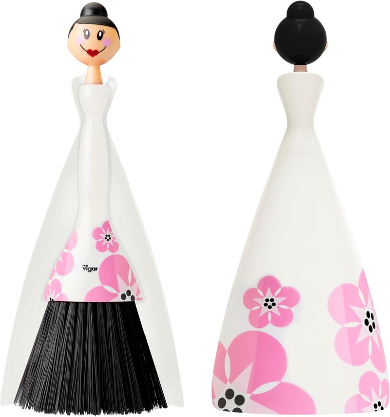 Vigar Mini Broom and Dustpan Set Small Broom and Dustpan Set for Dust Pet Hair Car and Crumb Perfect for Home and Camping Essentials White