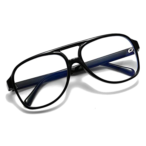JOVAKIT Aviator Non-prescription Glasses for Women Men Pilot Frame Clear Lens Eyeglasses Fashion Square Frame Glasses (Black) - Image 4