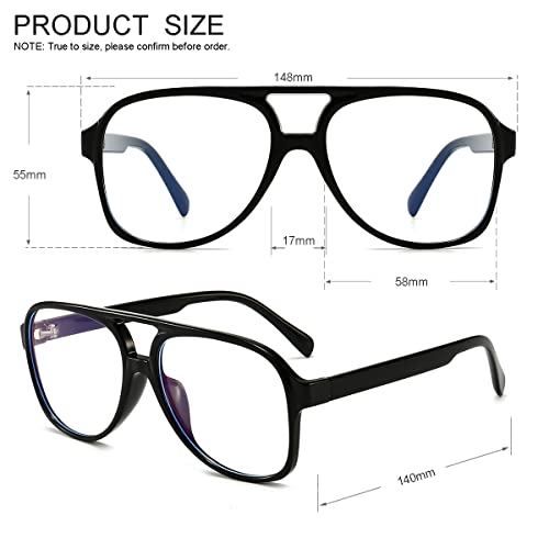 JOVAKIT Aviator Non-prescription Glasses for Women Men Pilot Frame Clear Lens Eyeglasses Fashion Square Frame Glasses (Black) - Image 5