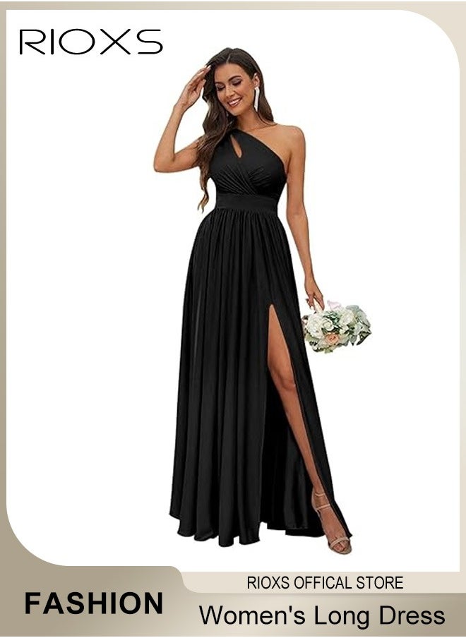 Women's Elegant Evening Dress, One Side Shoulder Sleeveless Split High Waist Bodycon Long Dress, Wedding Guest Dress, Ladies High Slit Dresses For Formal Business Party - pzsku/Z3E476A413BE15AEA9A25Z/45/_/1725265061/db23d82a-258d-492f-a480-f44be2dca214