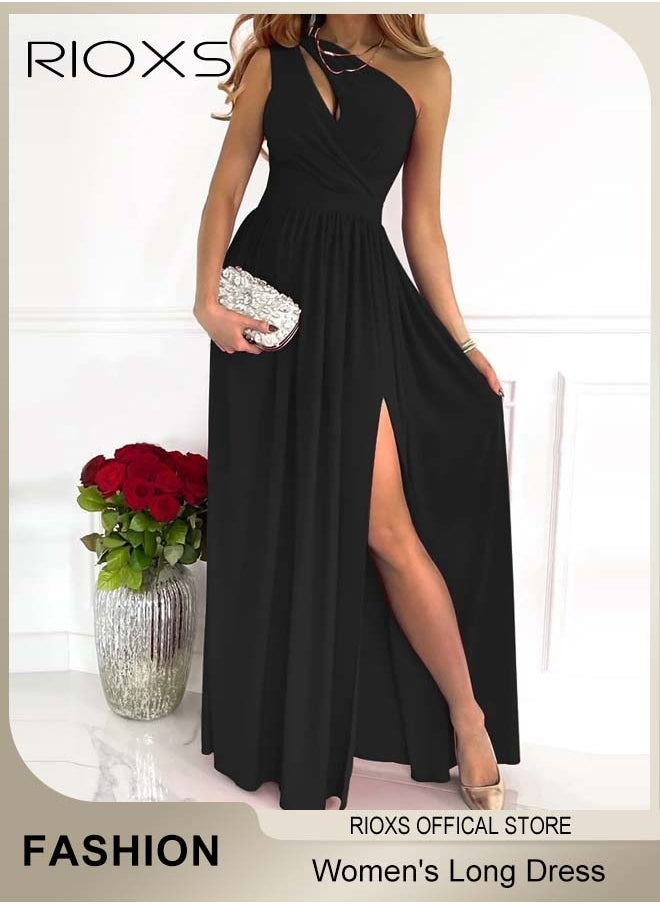 Women's Elegant Evening Dress, One Side Shoulder Sleeveless Split High Waist Bodycon Long Dress, Wedding Guest Dress, Ladies High Slit Dresses For Formal Business Party - pzsku/Z3E476A413BE15AEA9A25Z/45/_/1735096315/1640b107-2caa-416a-8e2d-fb8cb15fe4bf