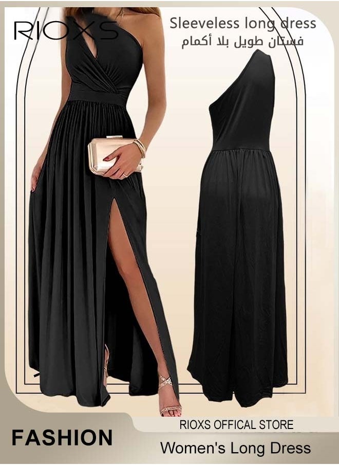 Women's Elegant Evening Dress, One Side Shoulder Sleeveless Split High Waist Bodycon Long Dress, Wedding Guest Dress, Ladies High Slit Dresses For Formal Business Party - pzsku/Z3E476A413BE15AEA9A25Z/45/_/1735096558/34ed9f42-35fb-4e3f-b18a-025a30ae5515