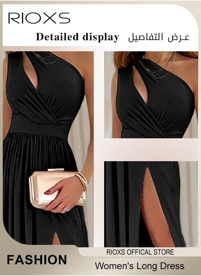 Women's Elegant Evening Dress, One Side Shoulder Sleeveless Split High Waist Bodycon Long Dress, Wedding Guest Dress, Ladies High Slit Dresses For Formal Business Party - pzsku/Z3E476A413BE15AEA9A25Z/45/_/1735096568/a6a335d4-65eb-48c7-bfac-0904a2072811